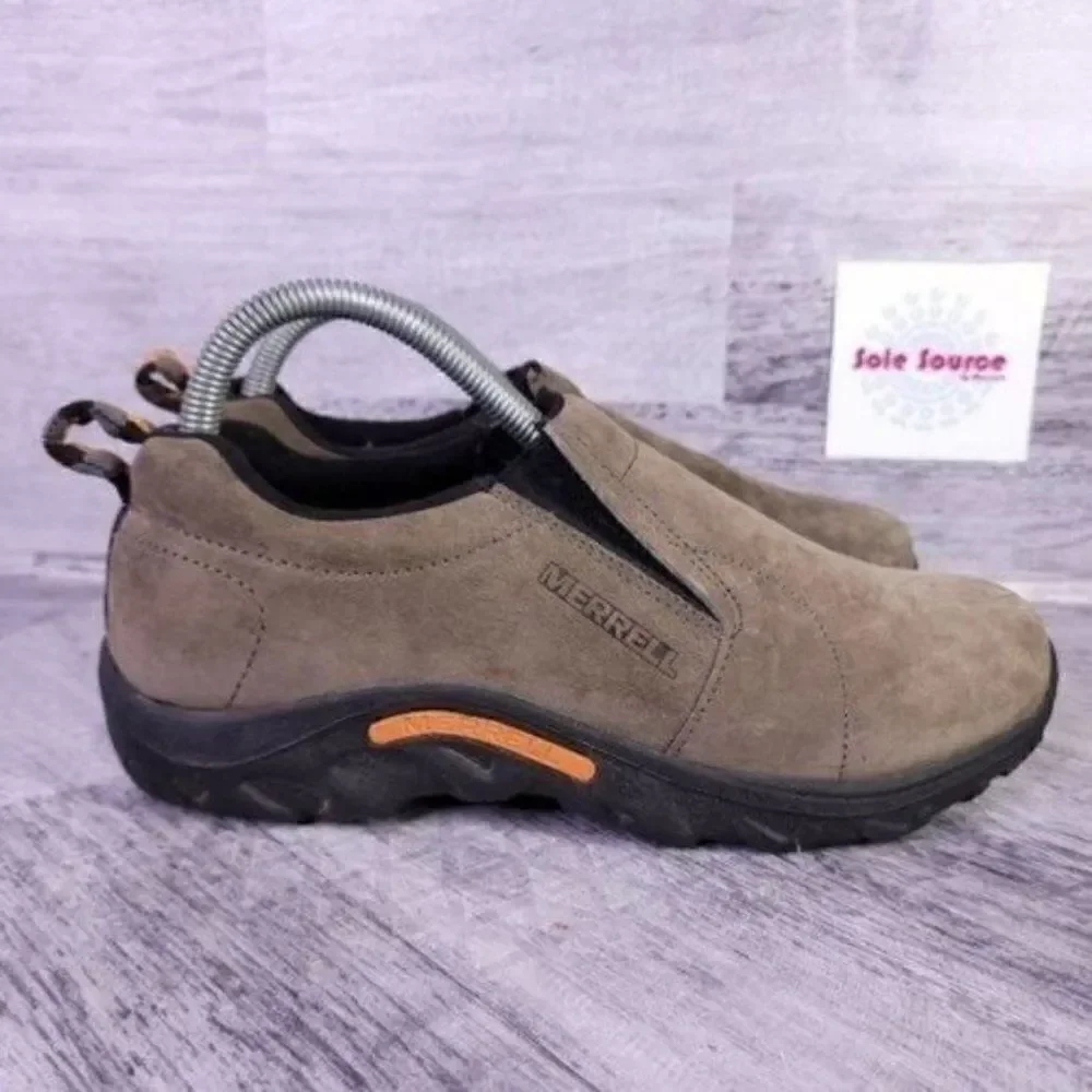 Merrell Suede Jungle Moc Kids Slip on Loafer Brown Youth sz 6